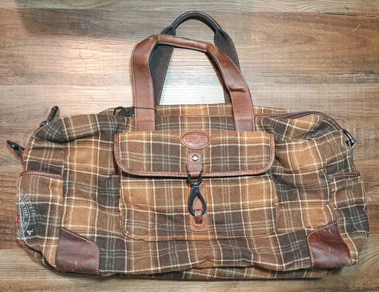 Vintage Fossil Plaid Field Sports Dept Duffle Bag No 14587