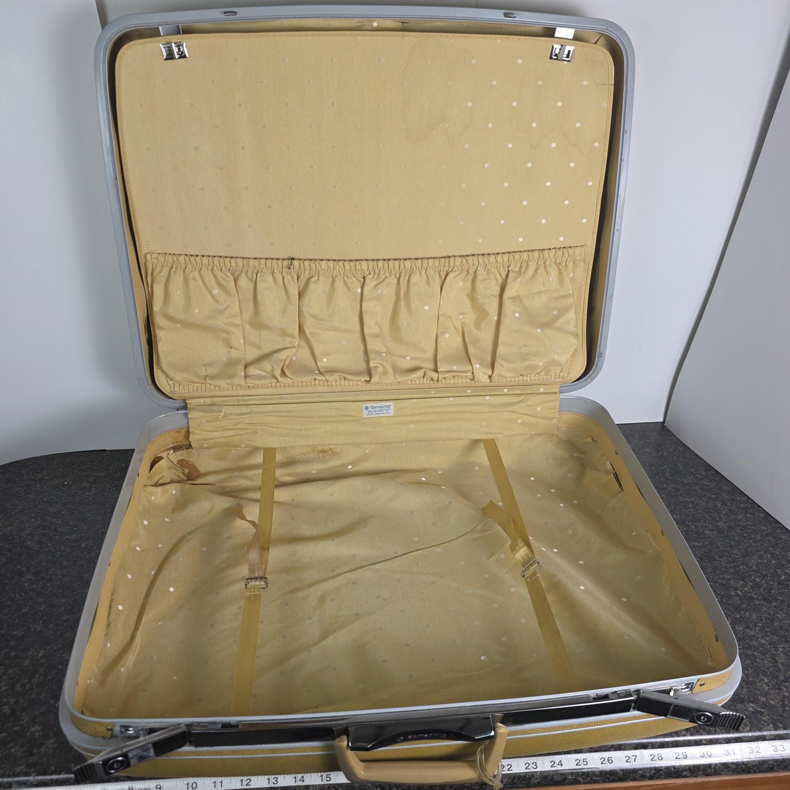 Vintage Samsonite Silhouette Yellow Hard Shell Suitcase USA Luggage Travel Case