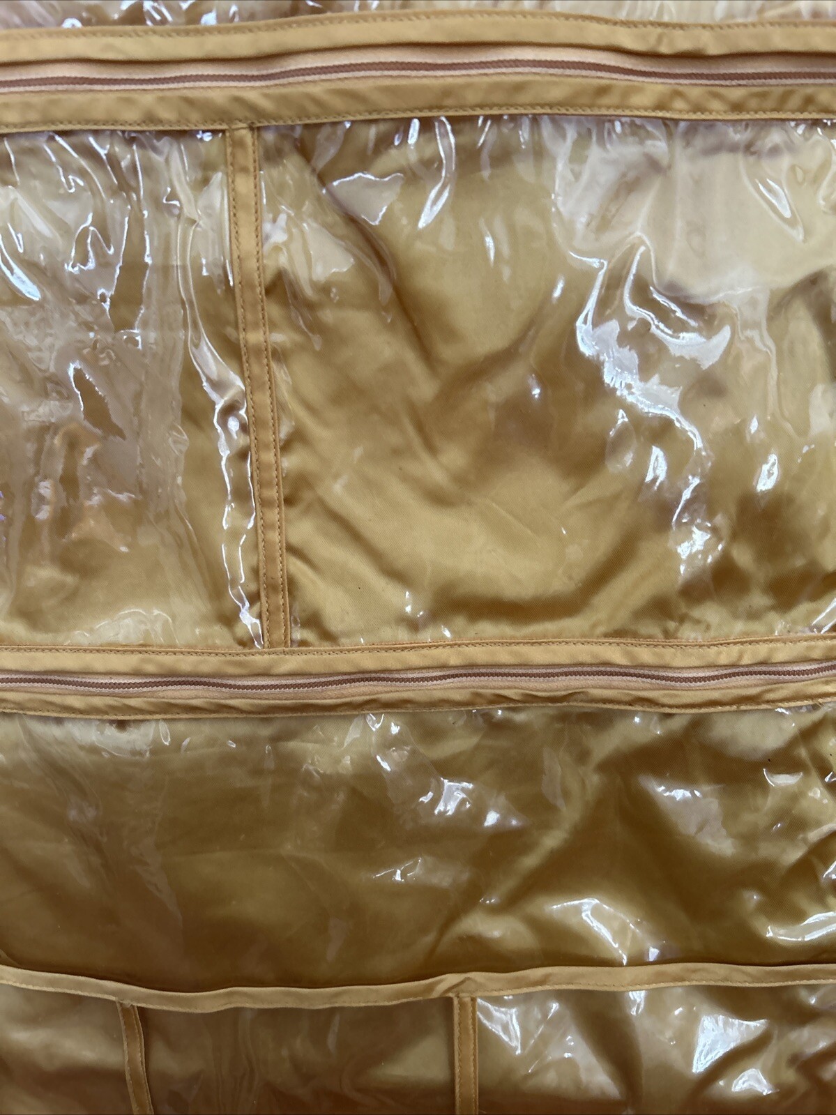 Vtg 40s Fabric Lingerie Bag Hanging Tri Fold Travel Home Closet Organizer 27×16