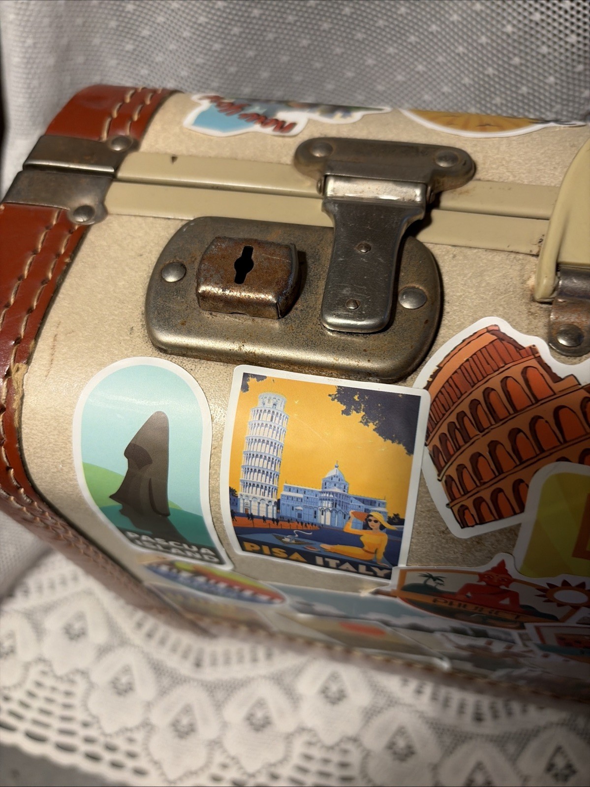Vintage Carry-On Over Nighter Suitcase World Travel Stickers Retirement Party