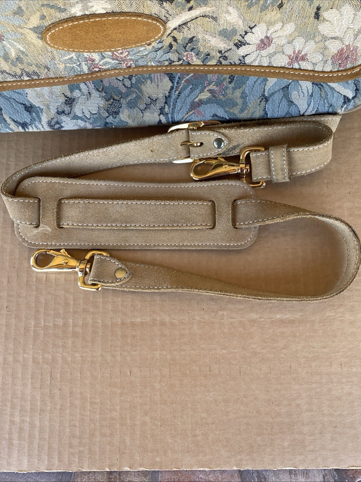 Vintage French Luggage Company Paradise Suede Tapestry Carry On Bag Made in USA