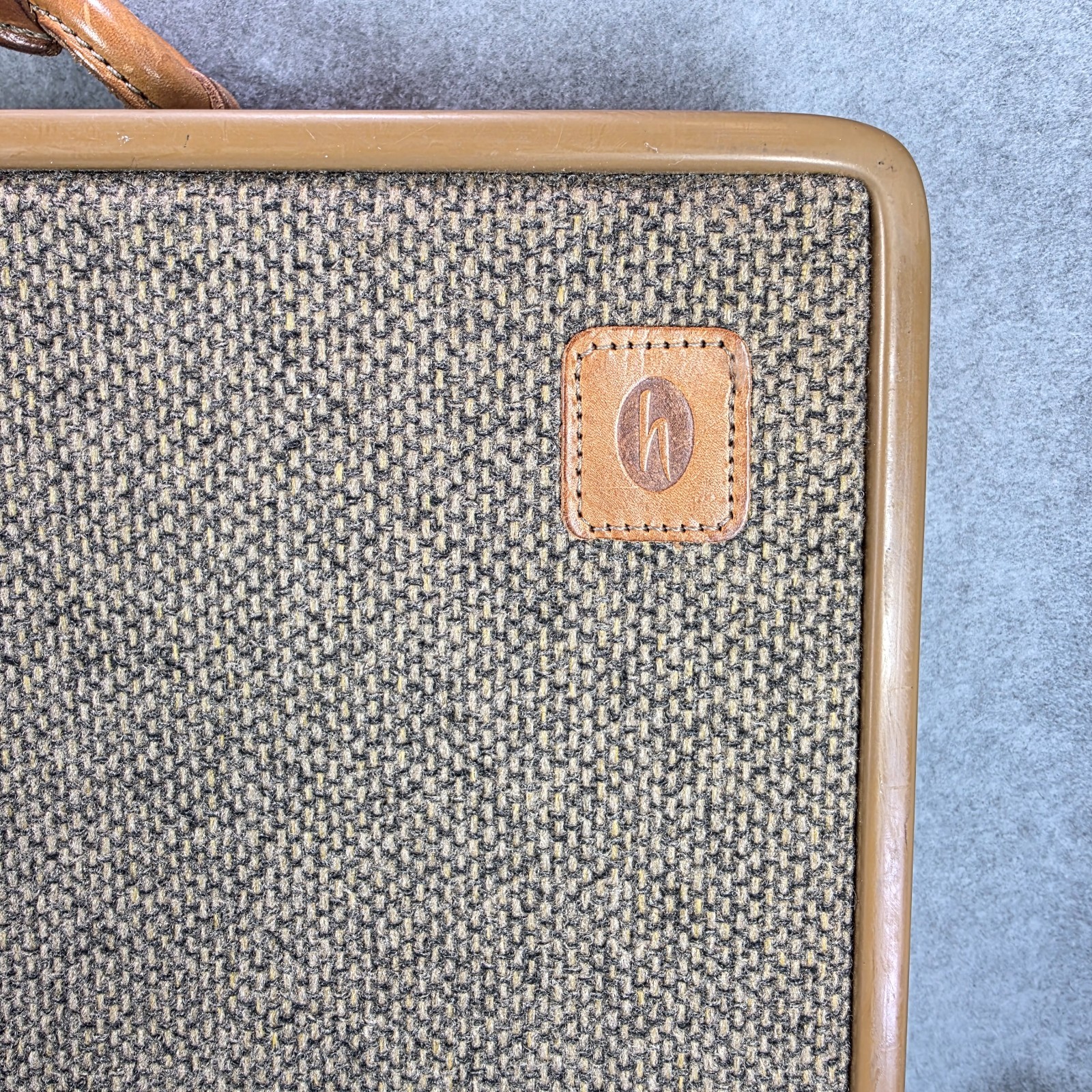 Vintage Hartmann Luggage Tweed Leather Belting Briefcase w/ paperwork
