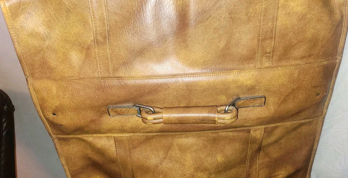 Vintage American Tourister Brown Leather Vinyl Travel Suit Folding Bag Hanging
