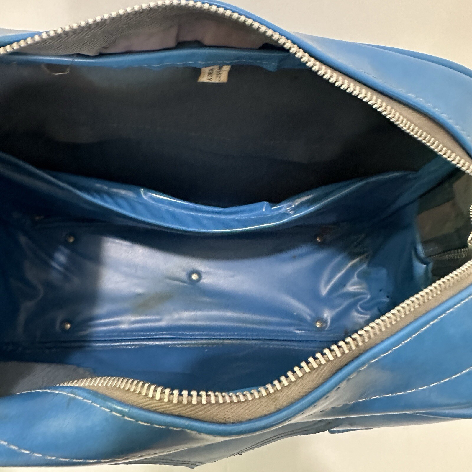Vintage Bright Blue Flight Travel Bag “Three Star” Korea Retro Shoulder Strap