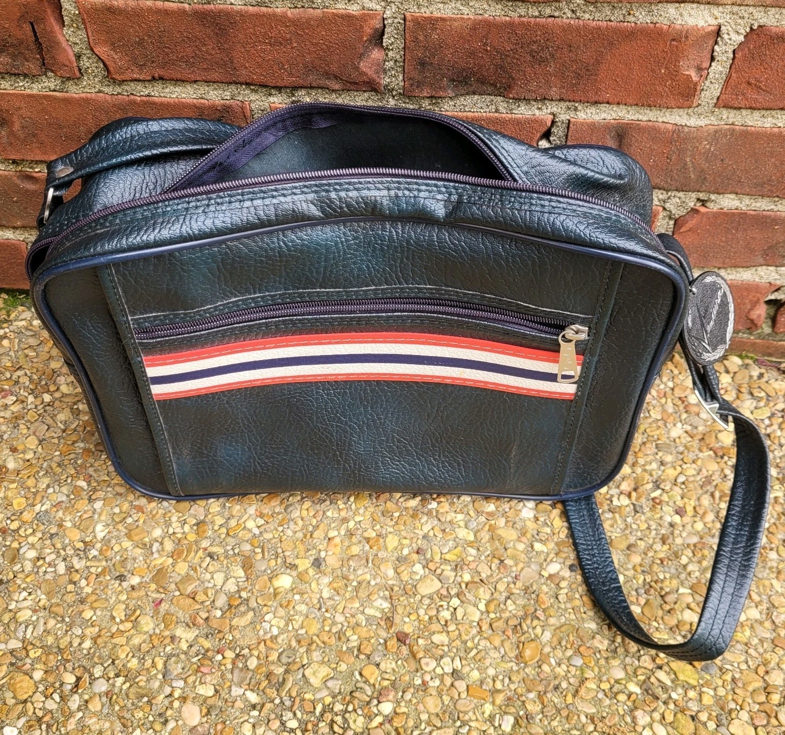 Vintage Ventura Luggage Navy Blue Shoulder Tote Bag MCM Striped Americana w/ Tag