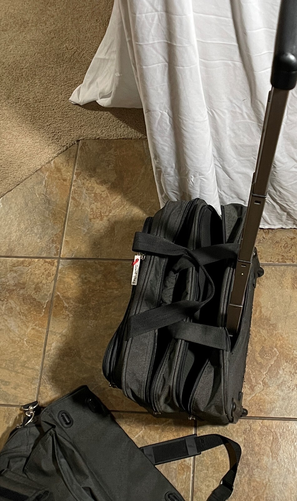 ATLANTIC 2pc Fabric Carry-on Tote & Luggage w/ Extended Handle & Wheels IN6094