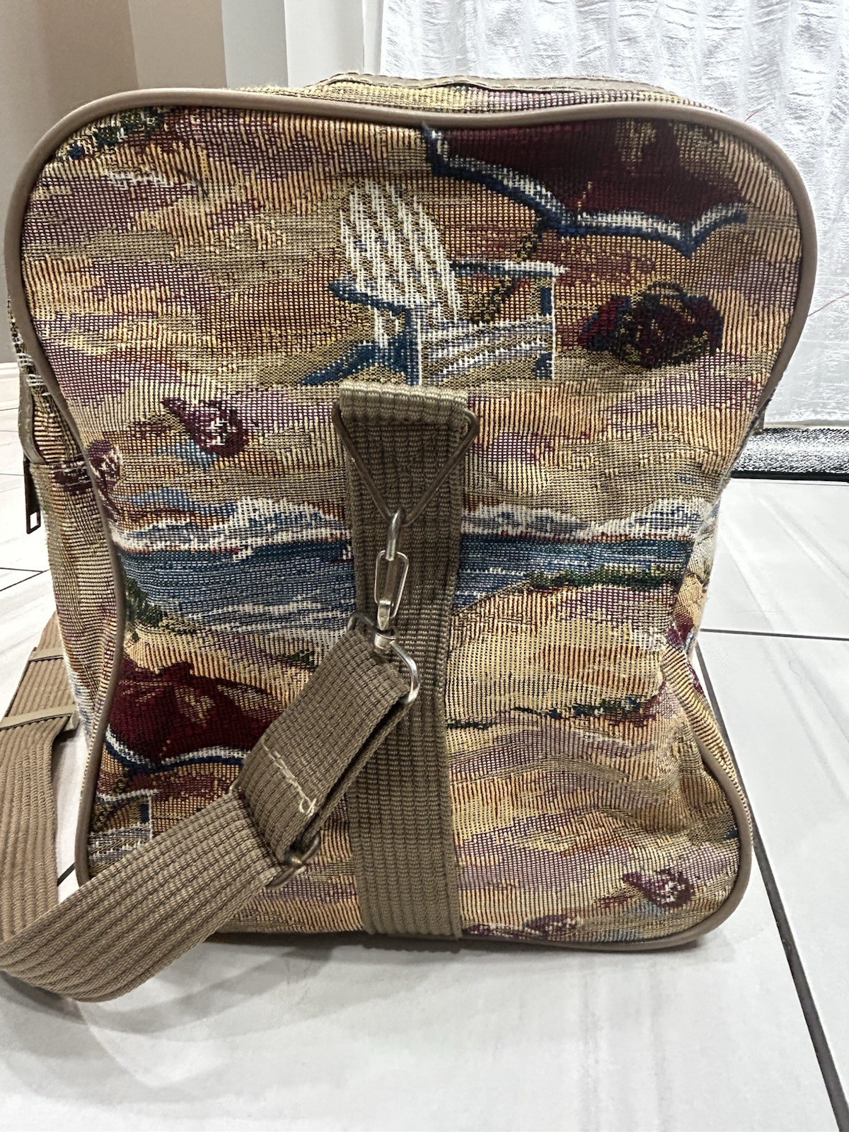 Vintage Pioneer Express Tapestry Bag – Beach Scene/Coastal Nautical Tote Large
