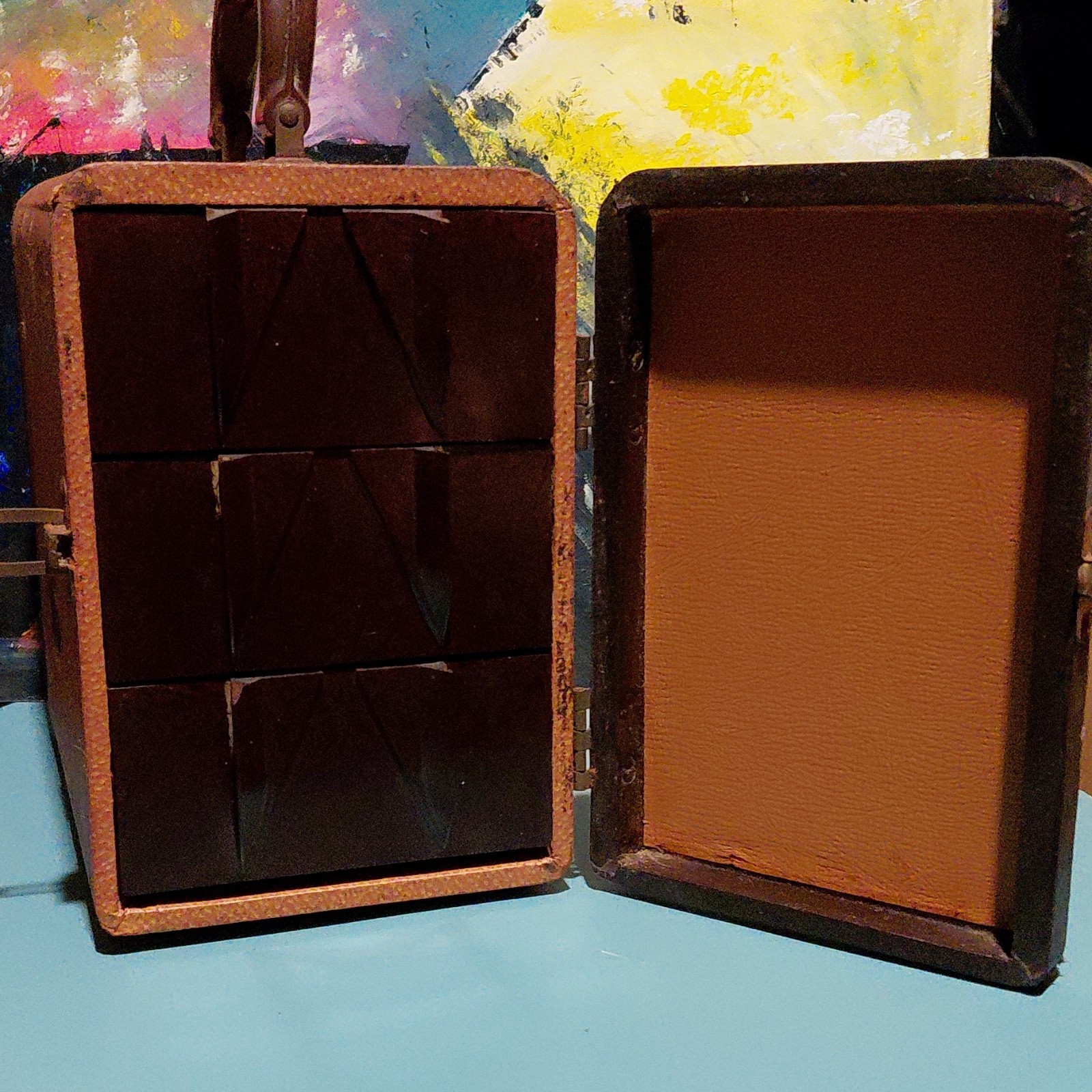Barnett & Jaffe True Vintage Leather Vanity Case Brown Hard Locking Compartments