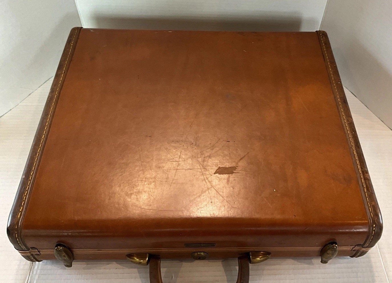Vintage Samsonite Shwayder Bros Hardshell Brown Leather Briefcase 4615 No Key