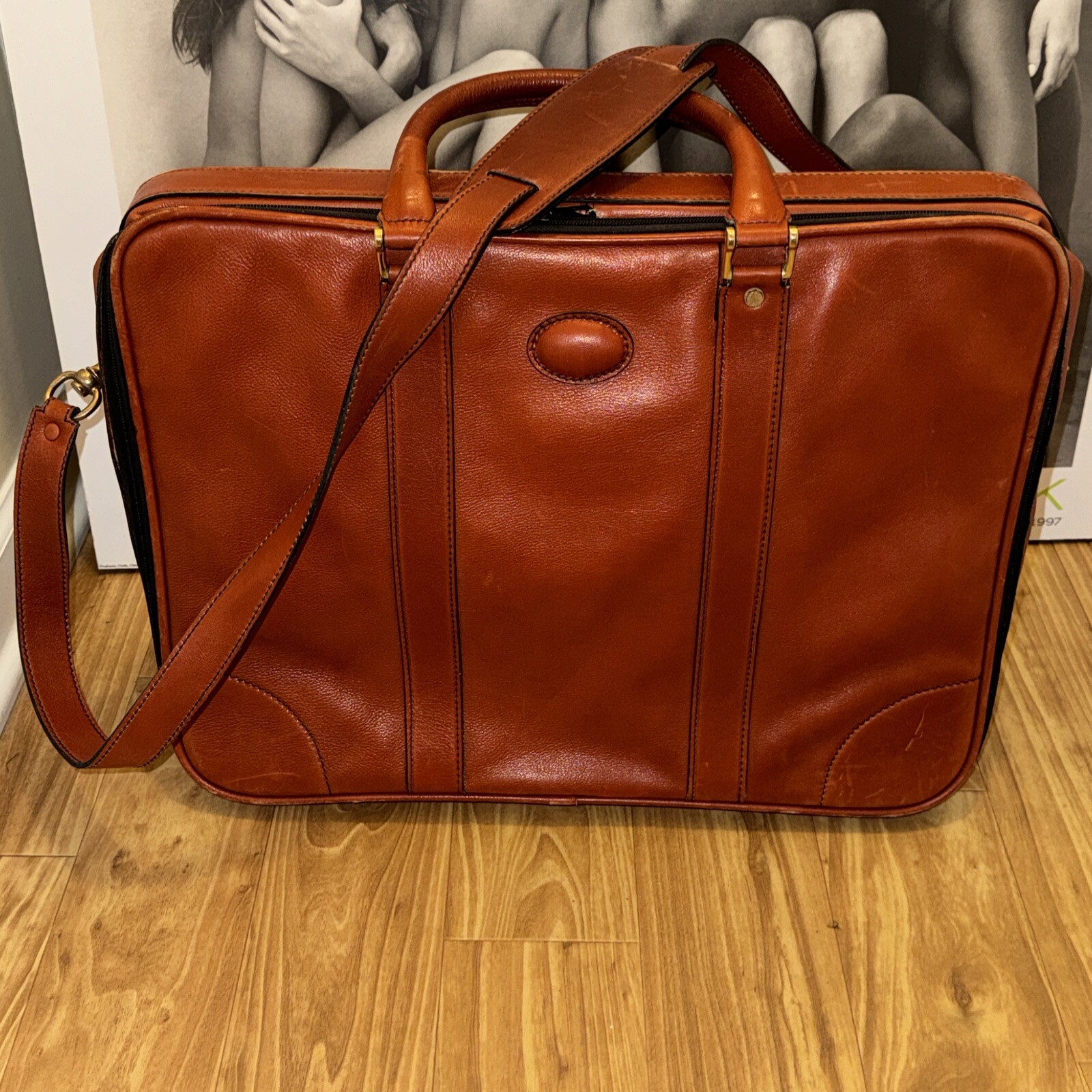 Bally Burnt Orange leather suitcase Carry On Mint Vintage