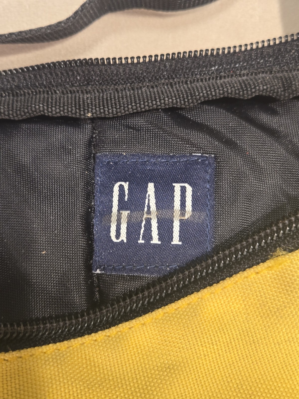 Vintage Gap Y2K Yellow Canvas Sling Utility Backpack Crossbody Bag Multi Zip