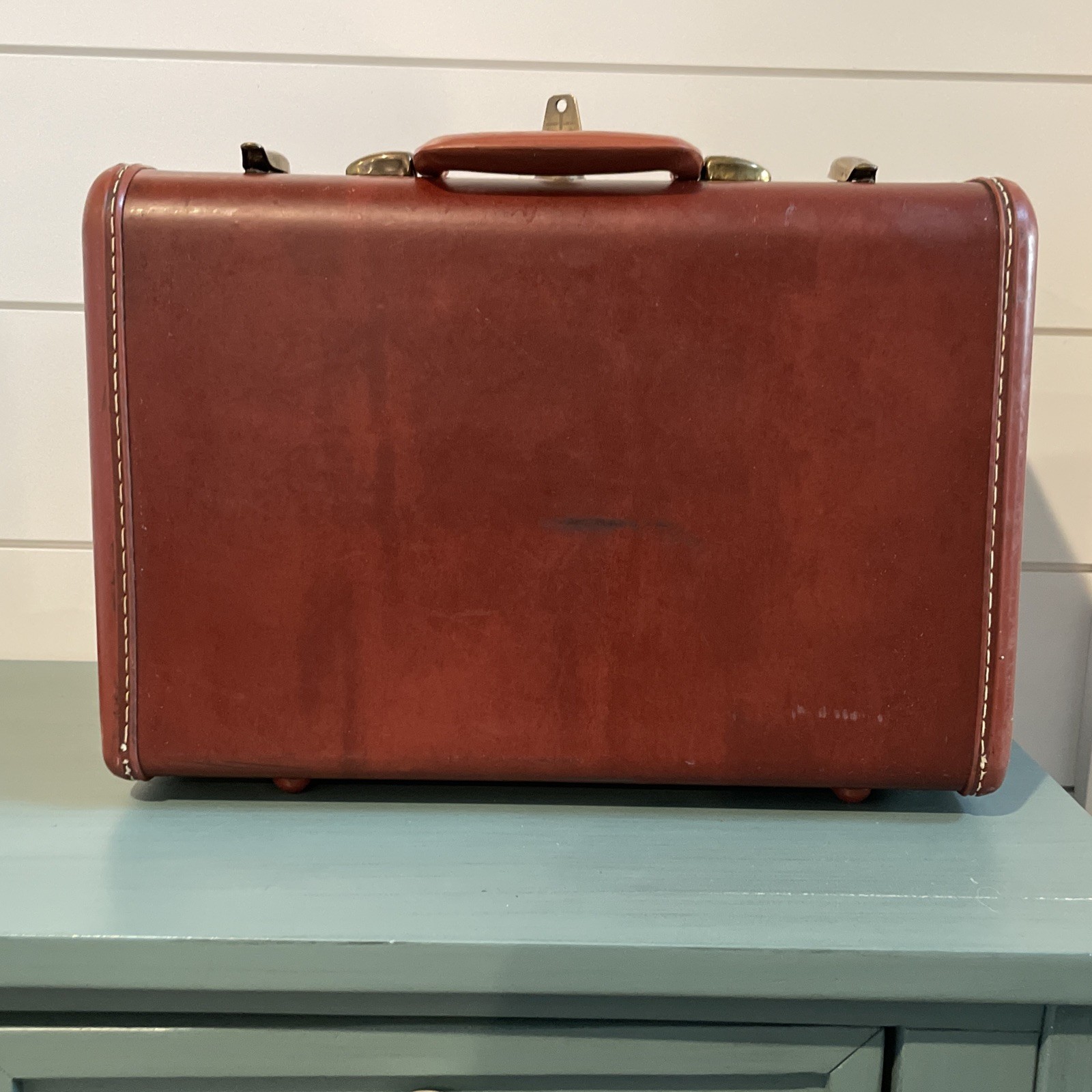 Vintage Samsonite Train Makeup Case Brown Shwayder Bros 1950s Small Suitcase