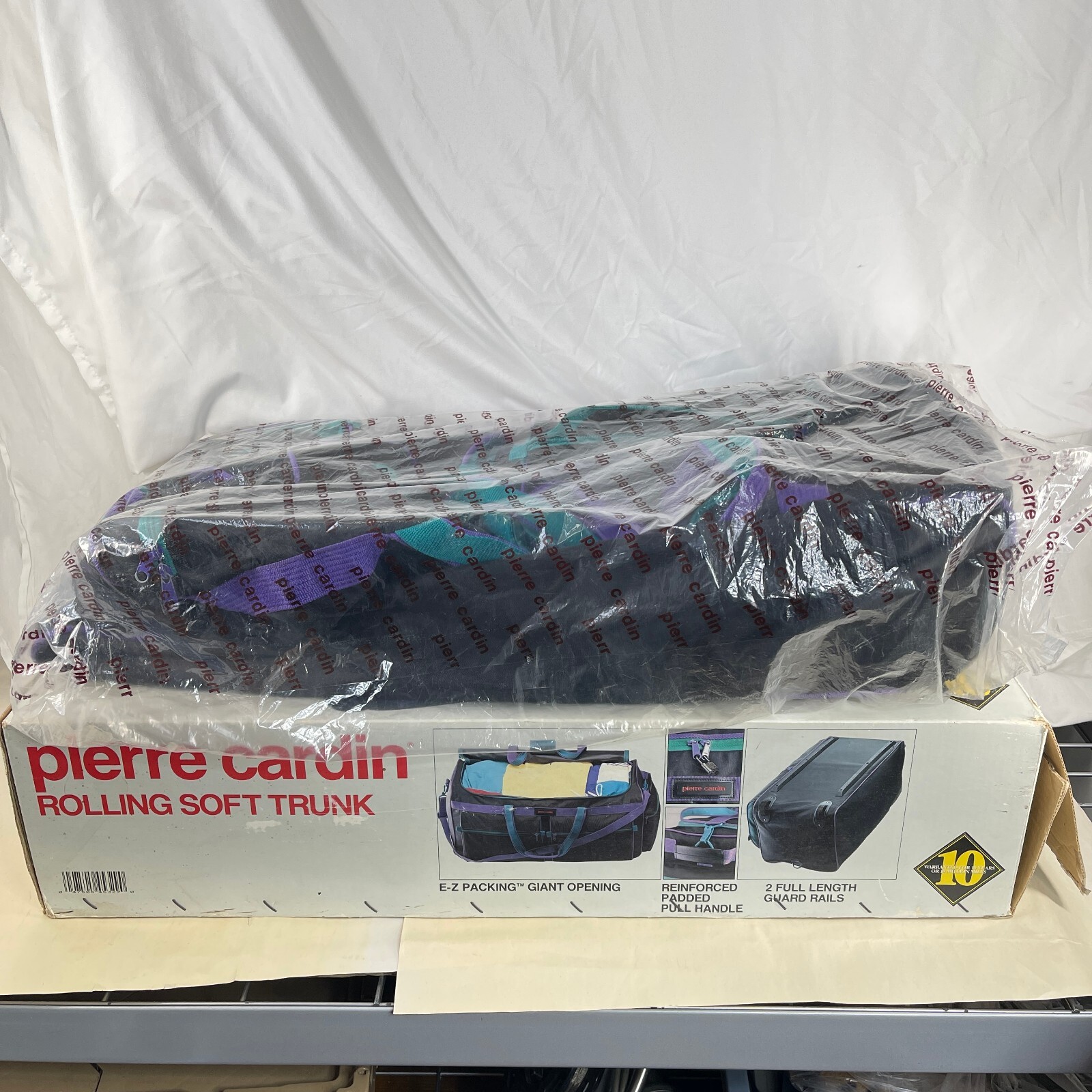 vtg Pierre Cardin Rolling Soft Trunk 28″ x 14″ x 14″ Original Box 90s Luggage