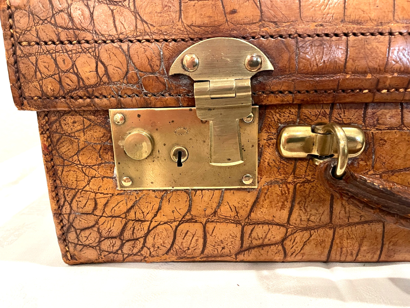 Rare Antique/Vintage Crocodile travel luggage by John Pound & Co, London