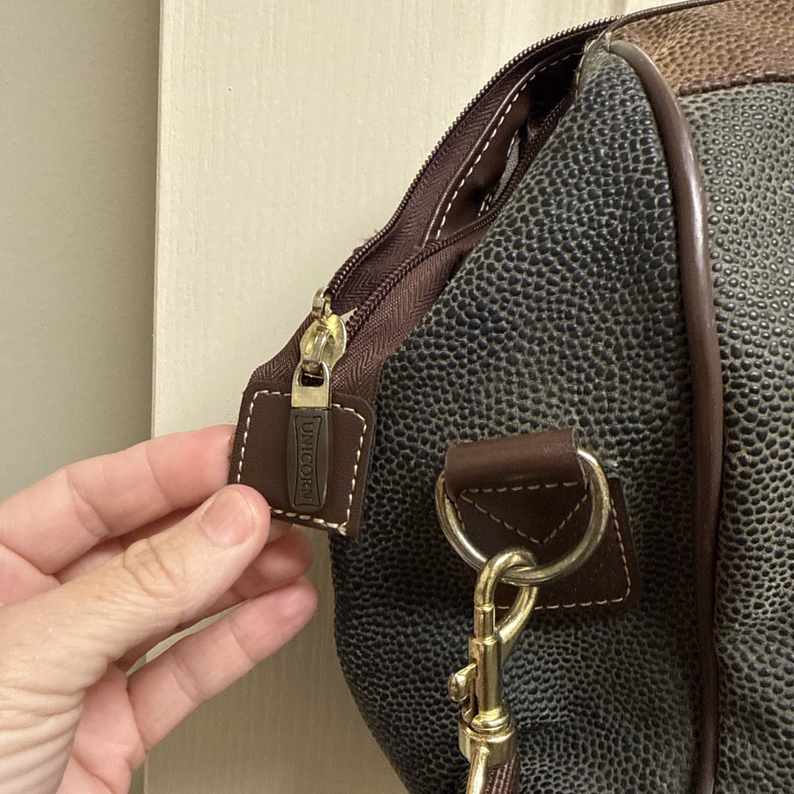 Vintage Unicorn London Leather Duffel Bag Tote With Shoulder Strap