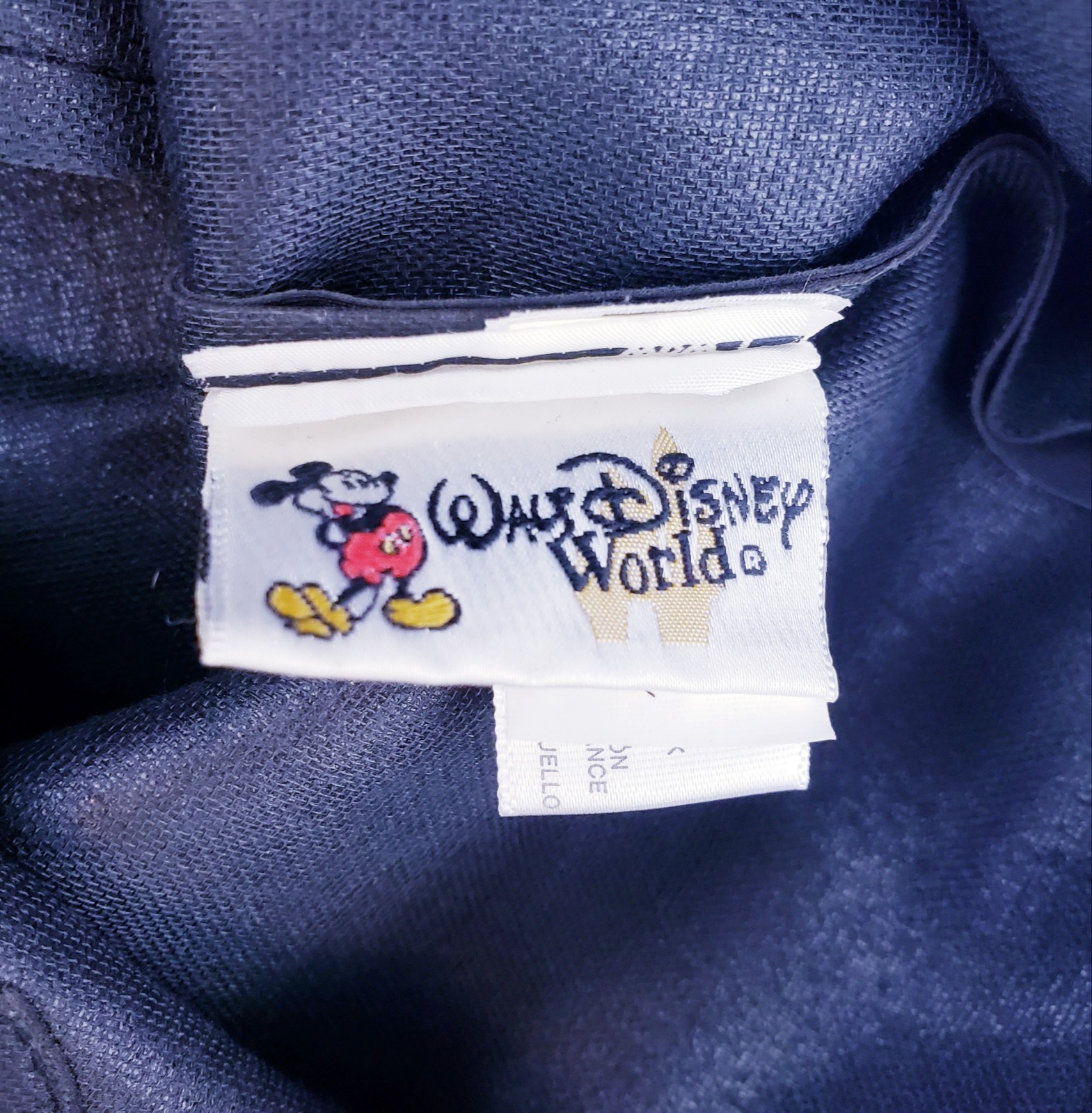 Vtg 90s Disney Bag Embroidered Mickey Leather Nylon Fold Up Travel Tote