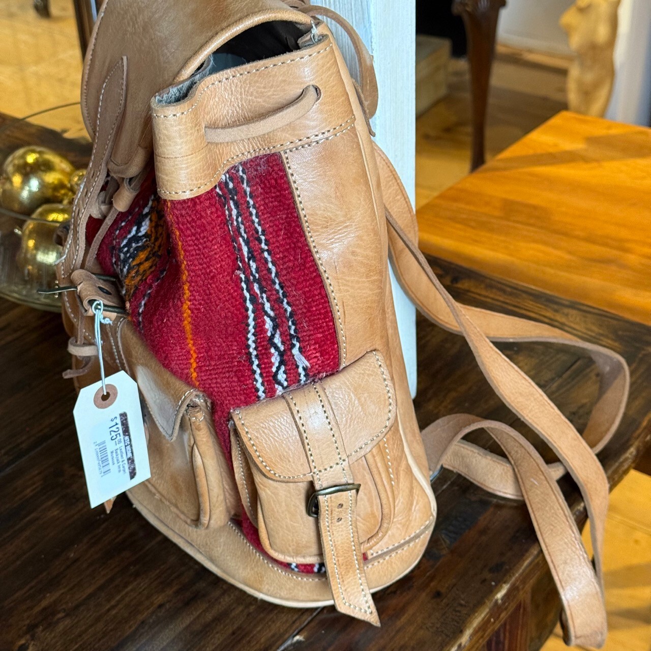 Leather and Carpet Rucksack Backpack from Marrakech Morocco