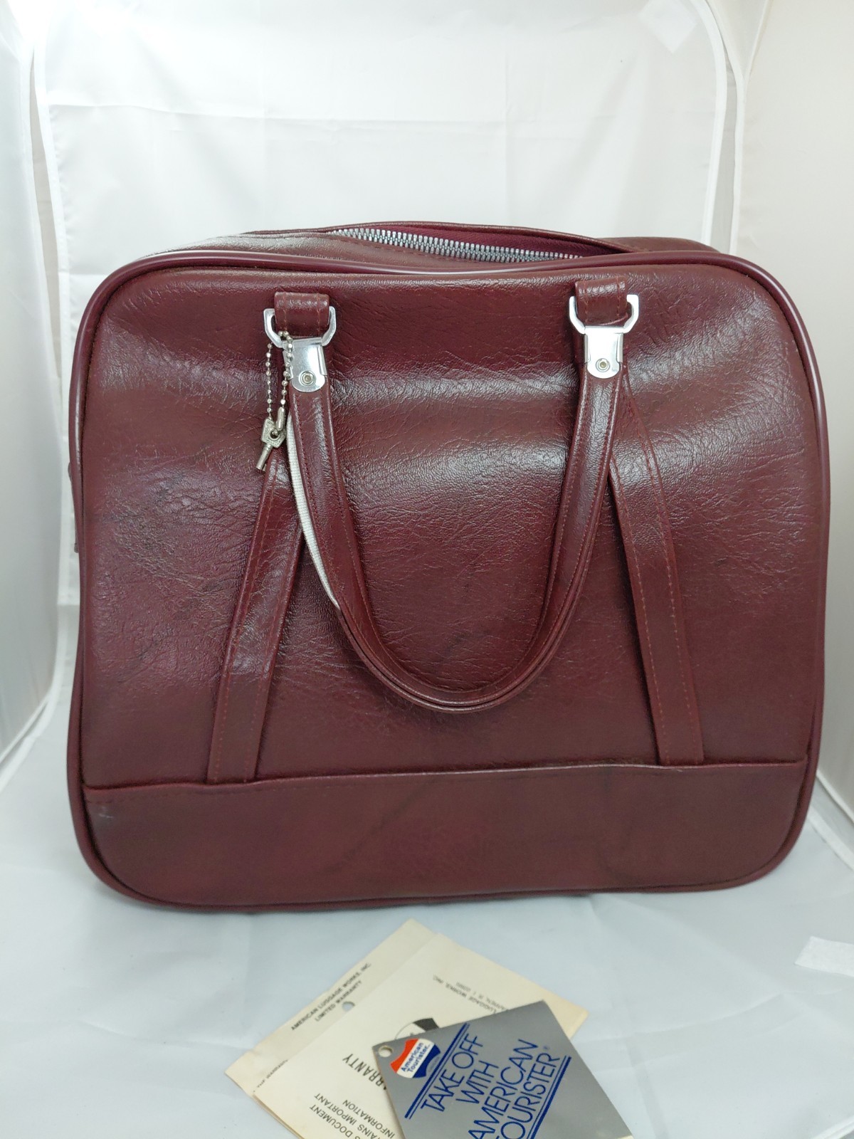 Vintage!! American Tourister Messenger Bag Carry On Weekender Luggage Burgundy