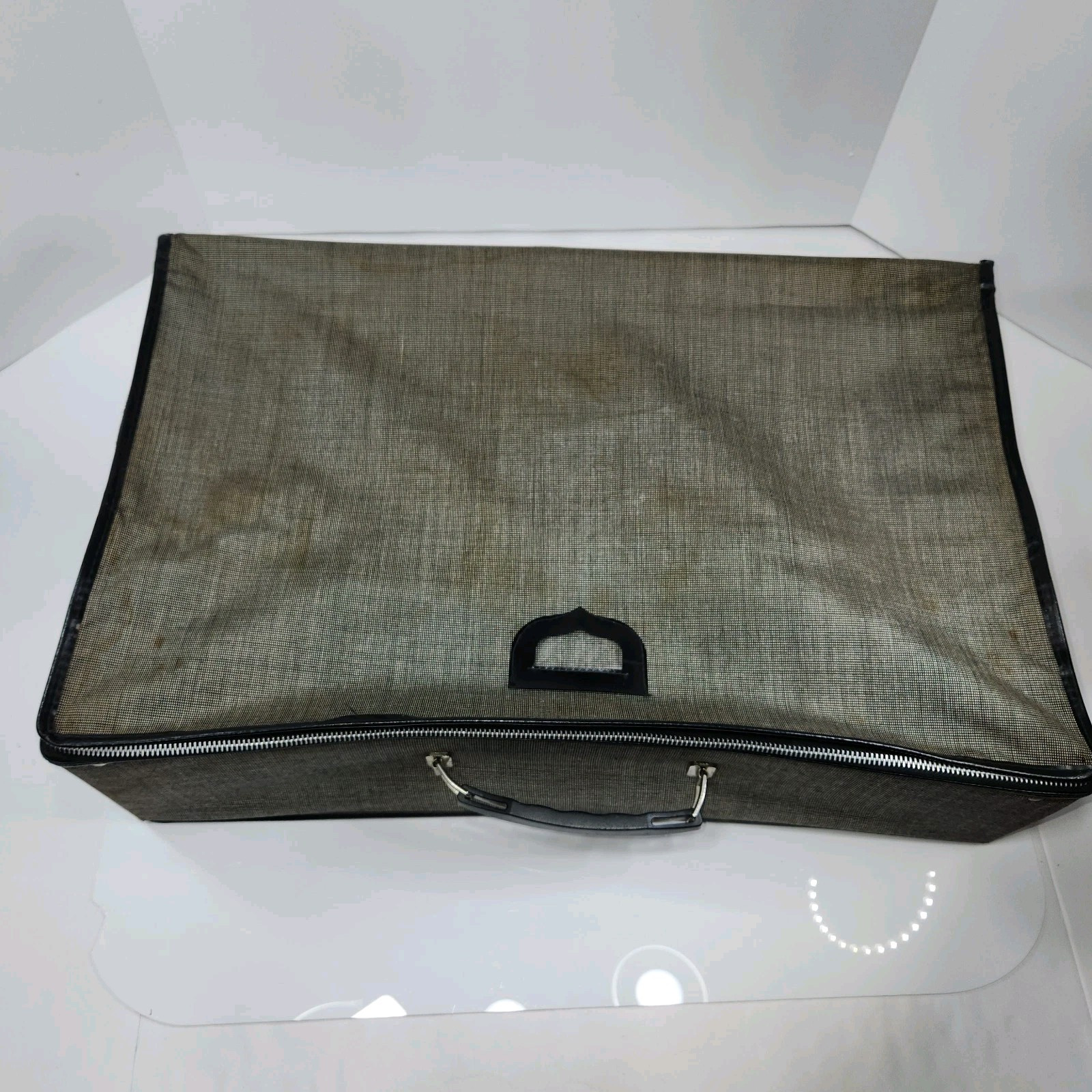 VTG 60’s GRAY Folding Luggage Collapsible Lightweight Suitcase 21.5″x13.5″x6.75″