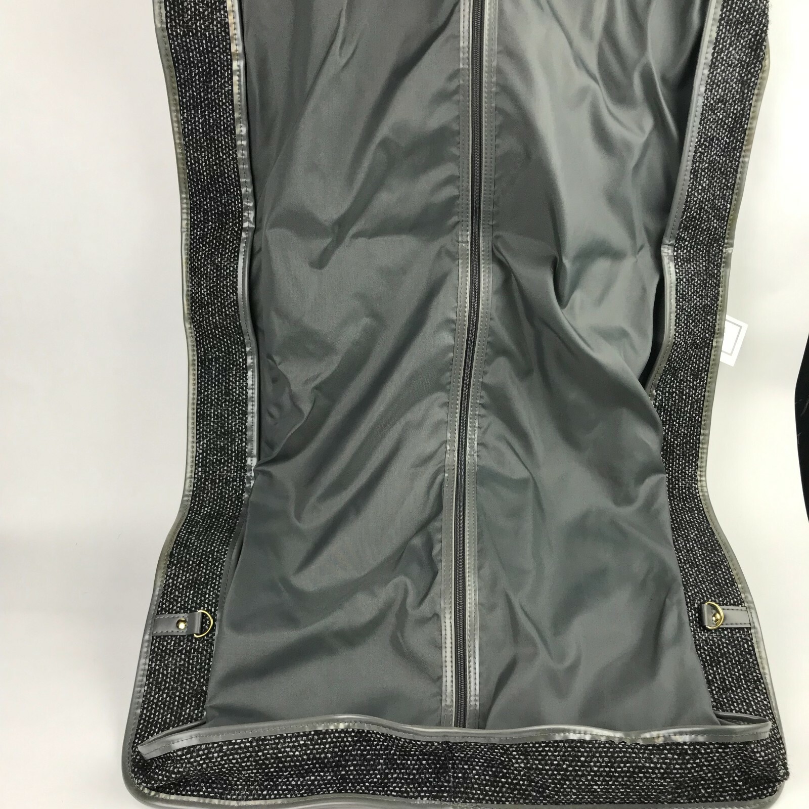X3 VTG NWT OSCAR DE LA RENTA Tweed Luggage Travel Bag Gray Duffle Garment
