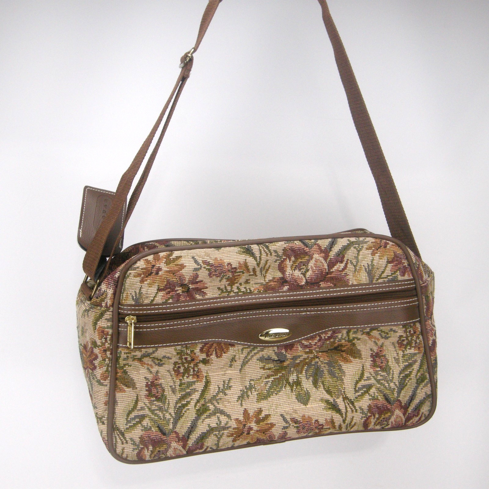 Jaguar Luggage Floral Tapestry 2 Piece Luggage Set Weekender Carry On EUC