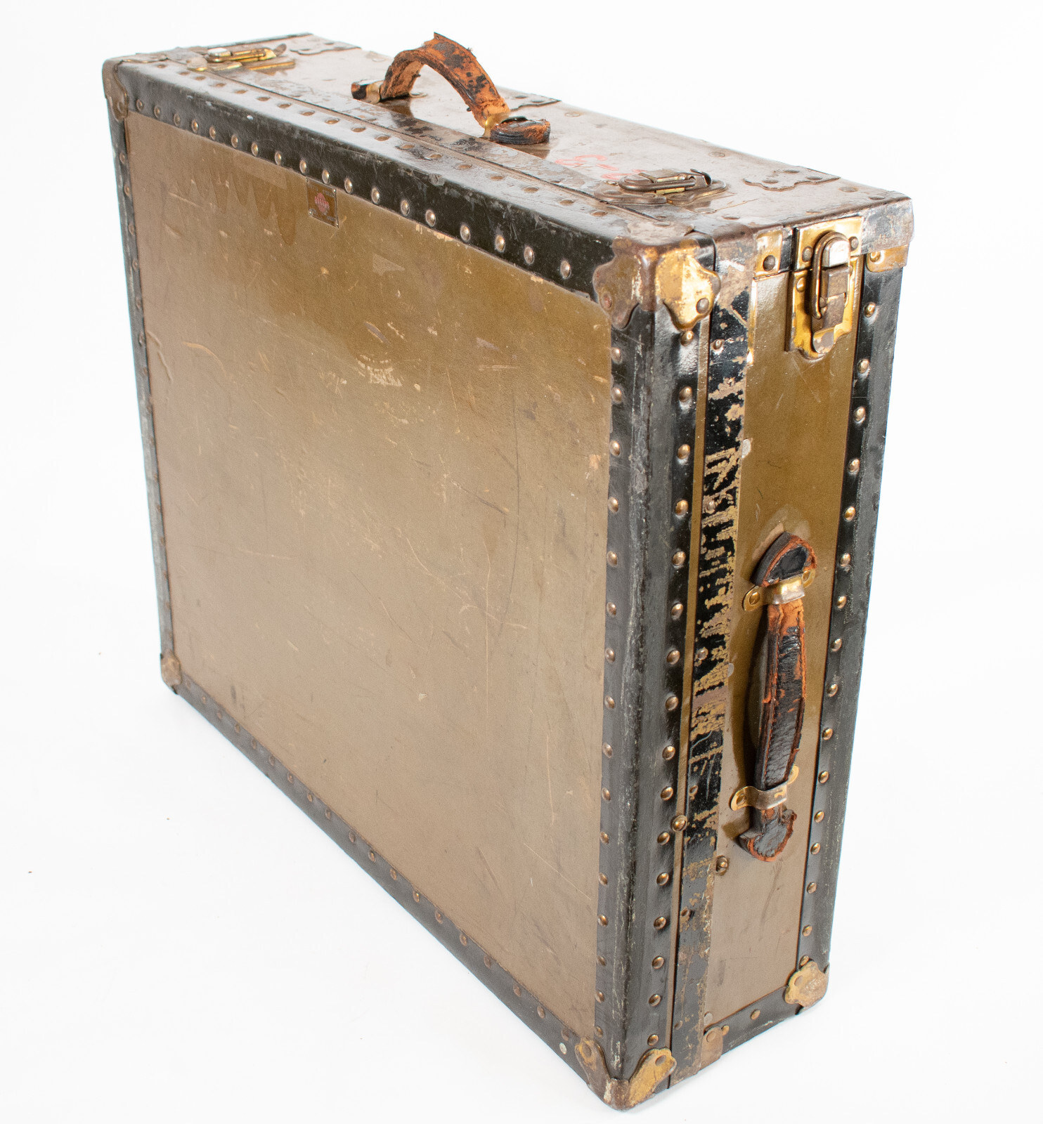 VTG Unique Metal Lined Trunk Case w Hinged Front Panel – Military/Civil Defense?