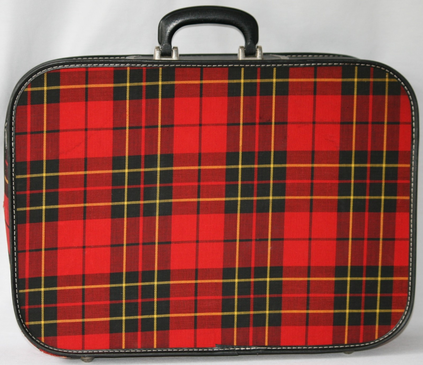 Grasshopper Suitcase Red Black Yellow Tartan Plaid Zip Luggage 21″ x 15.5″x 5.5″