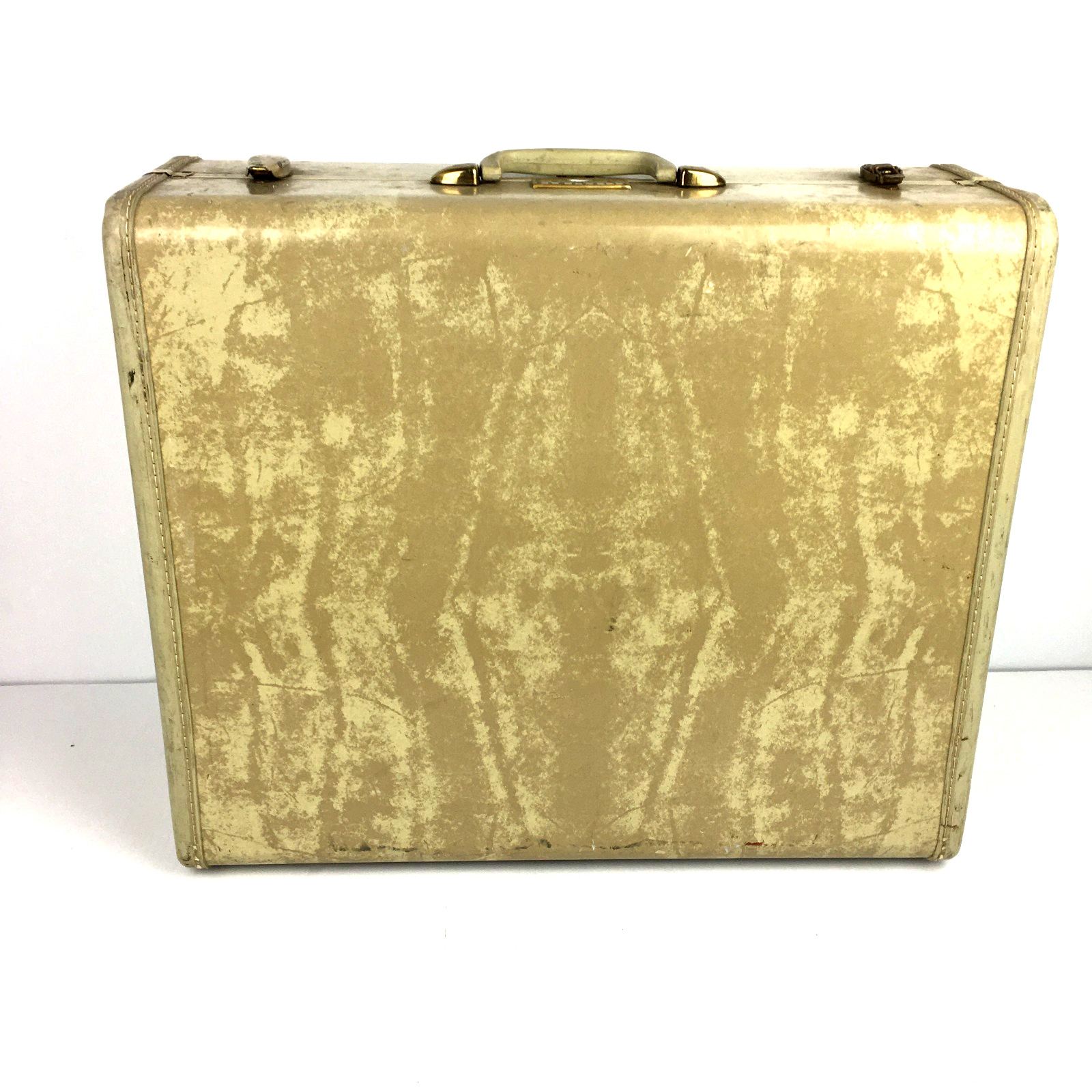 Samsonite Shwayder Streamlite Suitcase Excellent INTERIOR Marbled 21″ Vtg Cream