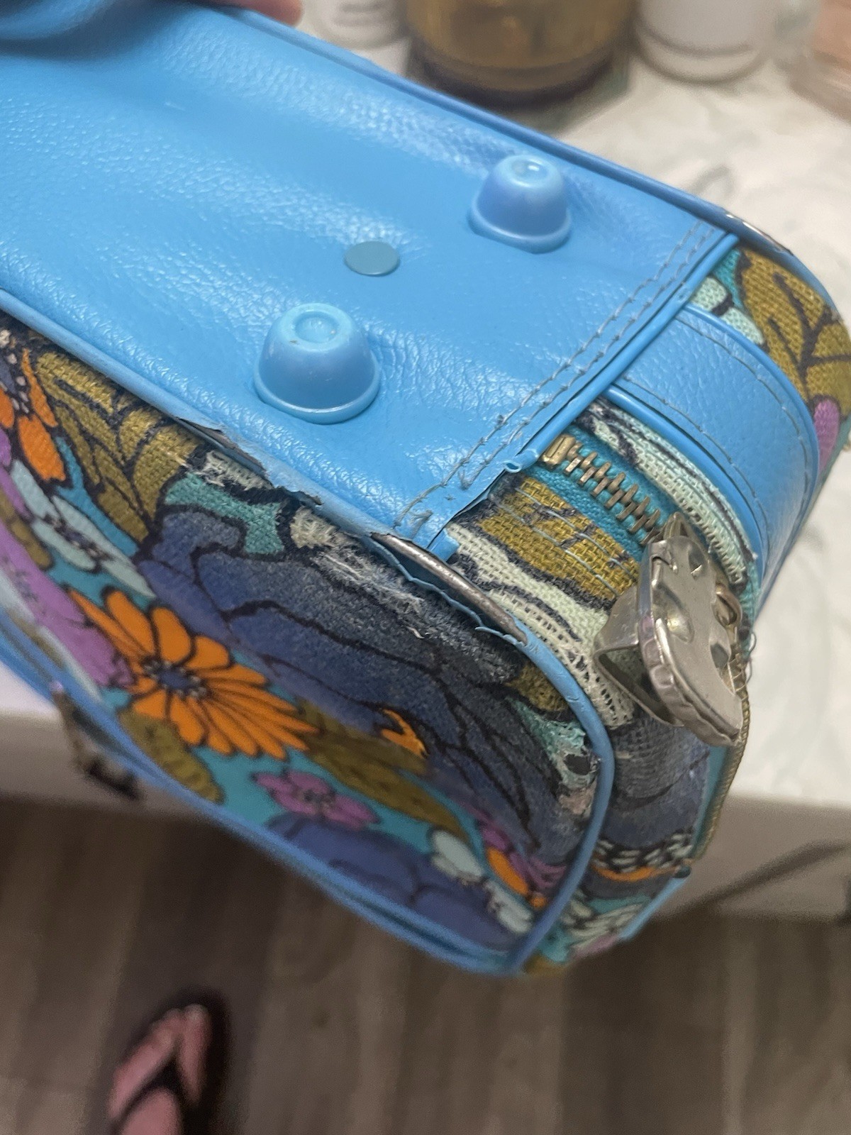 VTG Floral Suitcase 60’s 70’s Flower Travel Bag Case Retro Paisley Made in Japan
