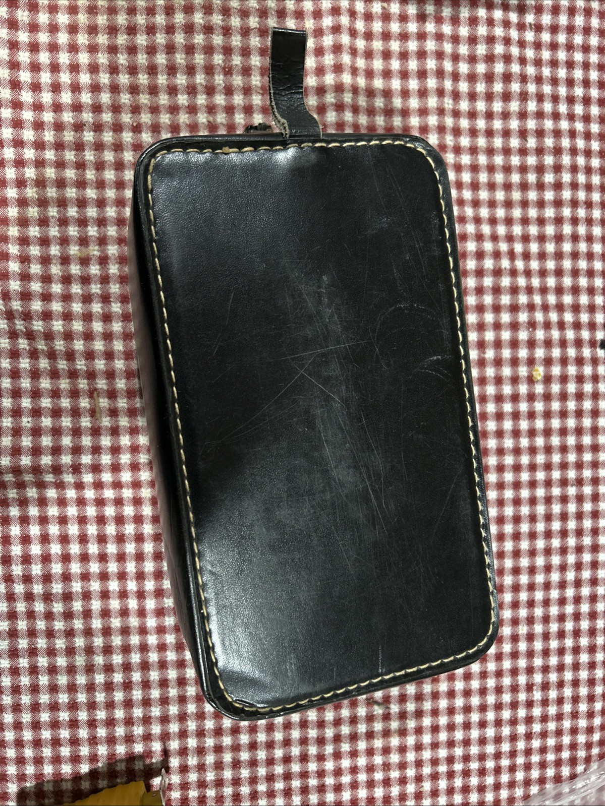 Men’s Vintage Leather Toiletry Case – Black