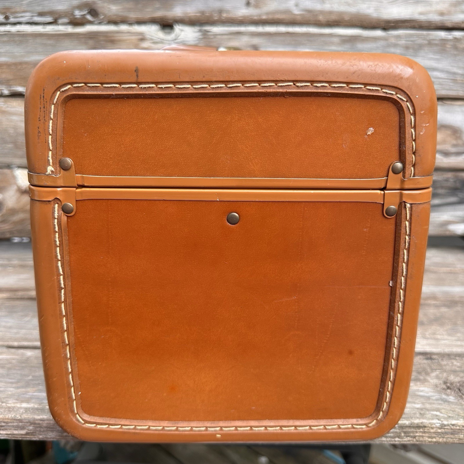 Vintage Samsonite Schwayder #4612 Brown Faux Leather Makeup Train Hard Case USA