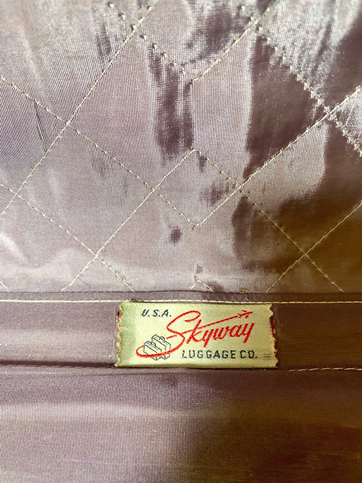 Vtg Square Blue Hardshell Suitcase | Mid Century Skyway Vinyl Travel Case
