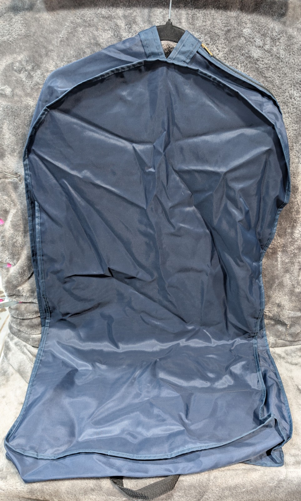 Vintage Carry-rite 40″ Garment Bag, Soft Suit Carrier Dark Blue Zip Pockets