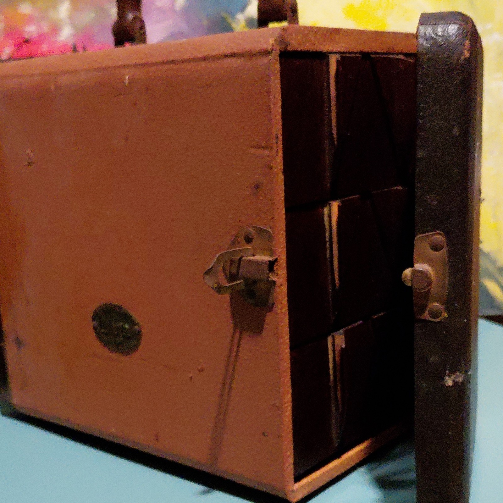 Barnett & Jaffe True Vintage Leather Vanity Case Brown Hard Locking Compartments