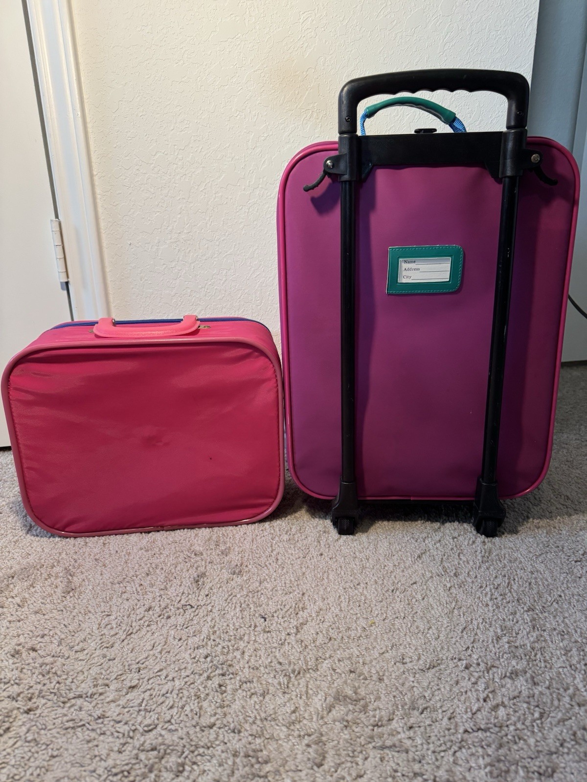 Mercury Luggage Vintage Going To Grandmas Rolling Suitcase Carry On Set RARE