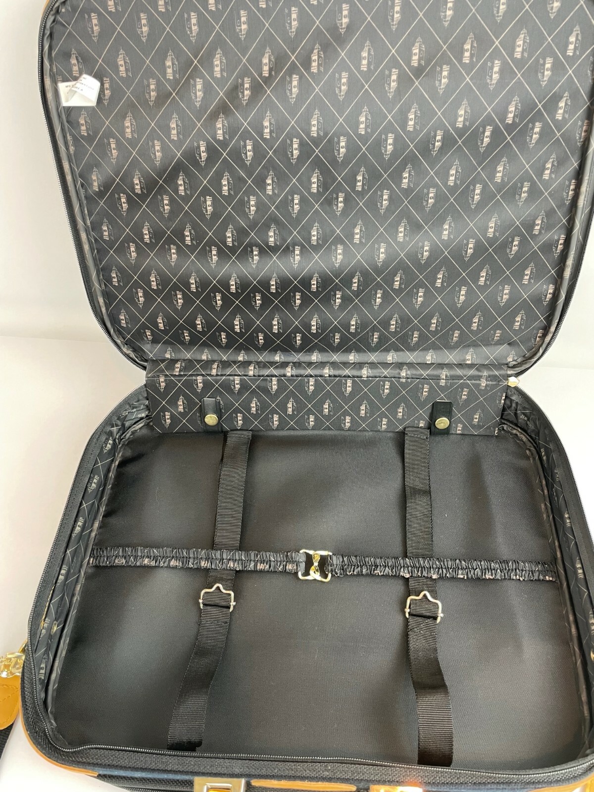 Vtg London Fog Carry On Overnight Suitcase Briefcase Shoulder Strap Black Tan