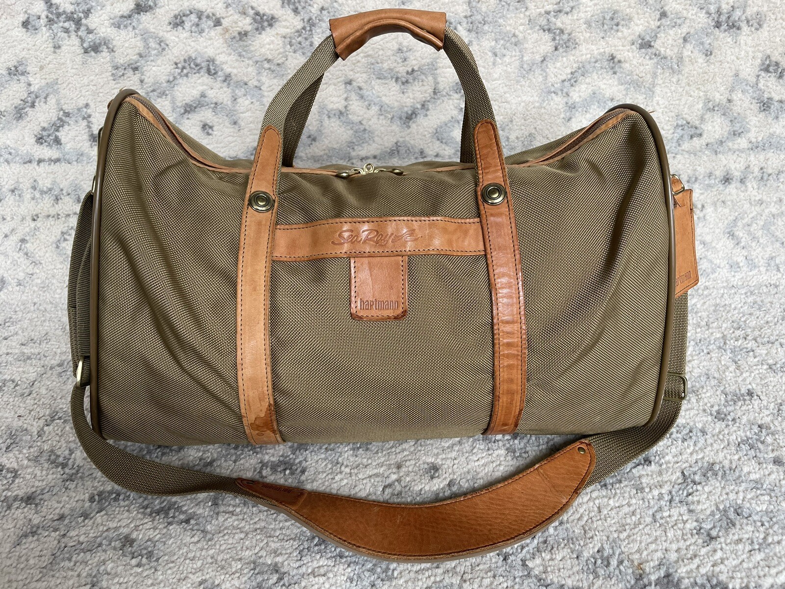 Hartmann Tweed Leather Suitcase Luggage Travel Bag 24x18x8.5 With Duffle Bag
