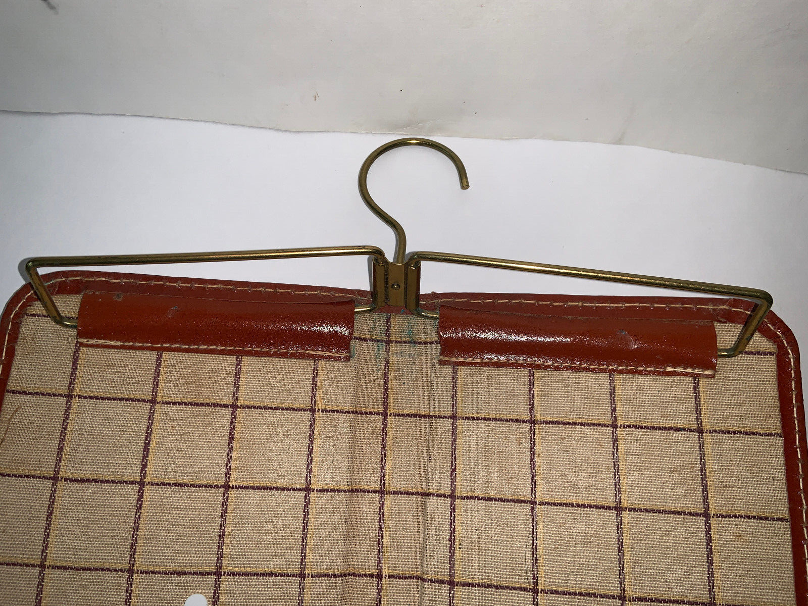 Vintage Brown Stitched Leather Necktie Holder MEASURES: 15 1/8″ Length X 5 3/8″