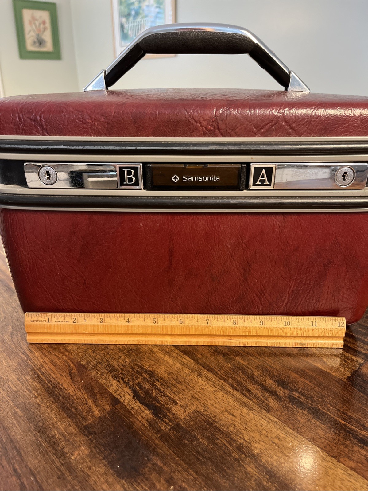 VTG Samsonite Travel Case Profile II Hard Burgundy Tray And Mirror No Keys