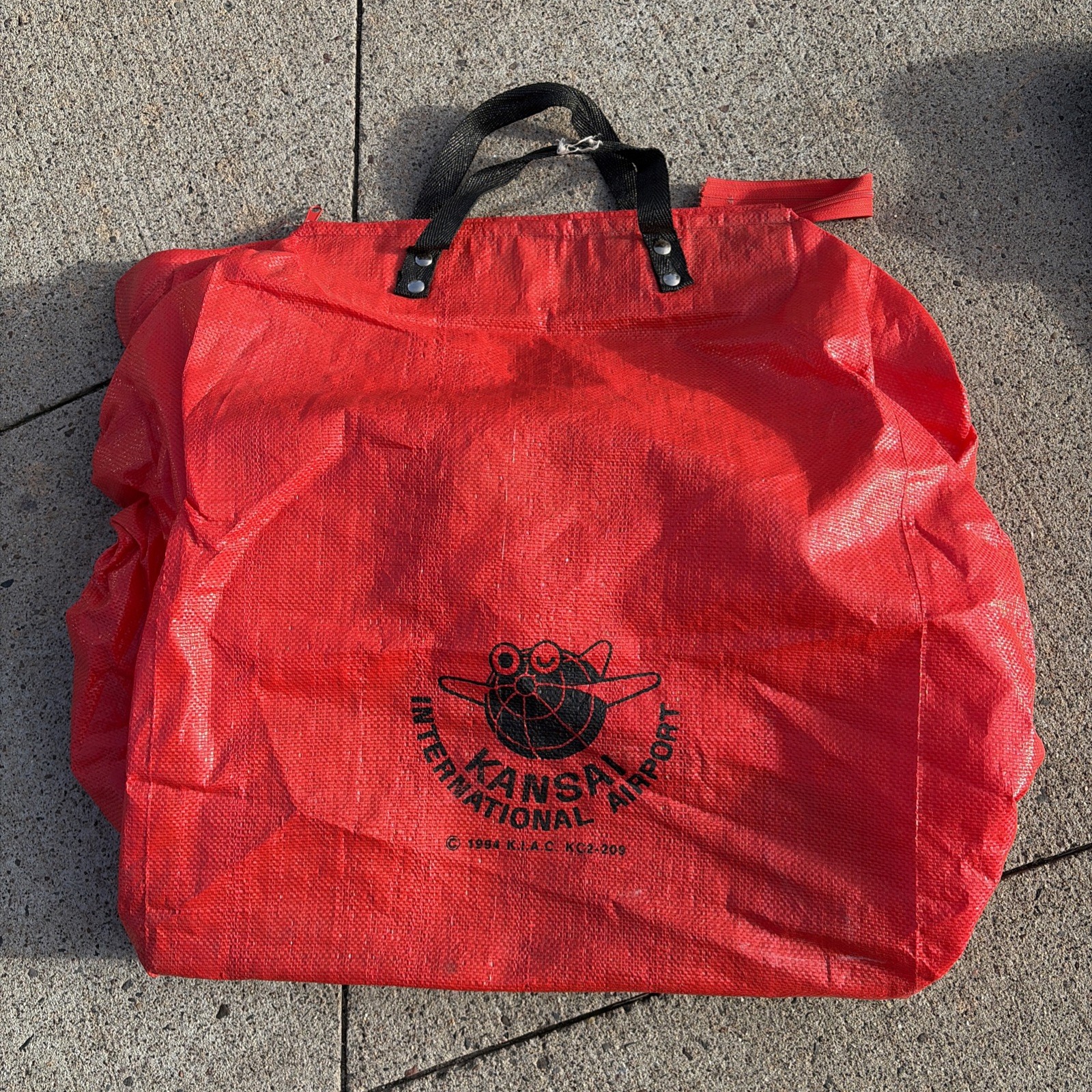 Vintage Wheeled Tote Bag Zippered Kansai International Airport JAPAN KIX Red Bag