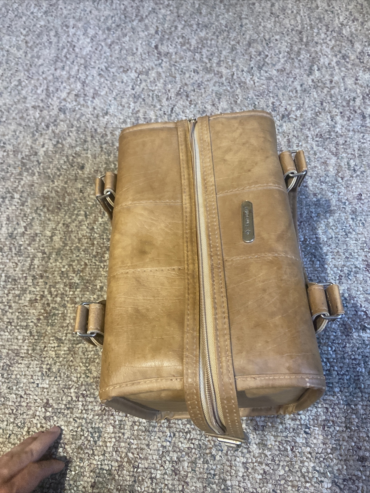 VTG Samsonite Bag Tote Carry-on Leather Brown Strap Zipper Business Aviation
