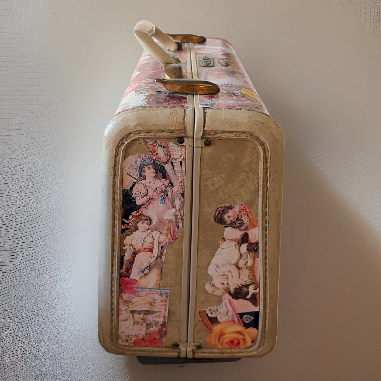 Vintage Samsonite Suitcase | Victorian Cherub Decoupage | Altered Art Hard Case