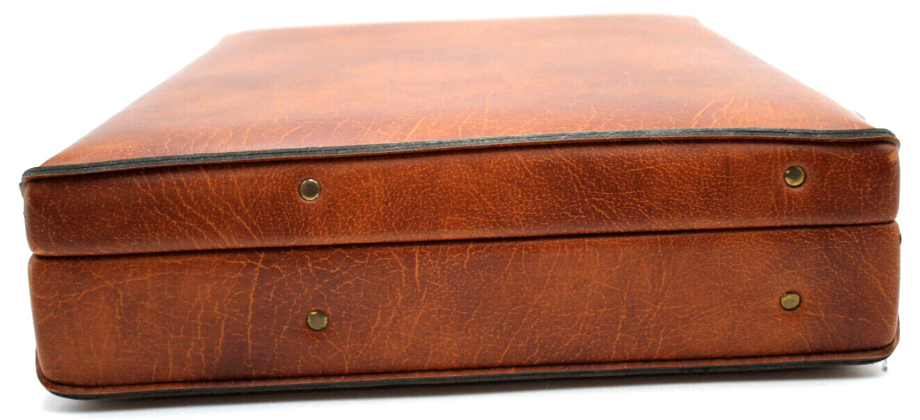 Beautiful Soft Hard Shell Buckskin Butterscotch No Key Snap Lock Briefcase Heavy