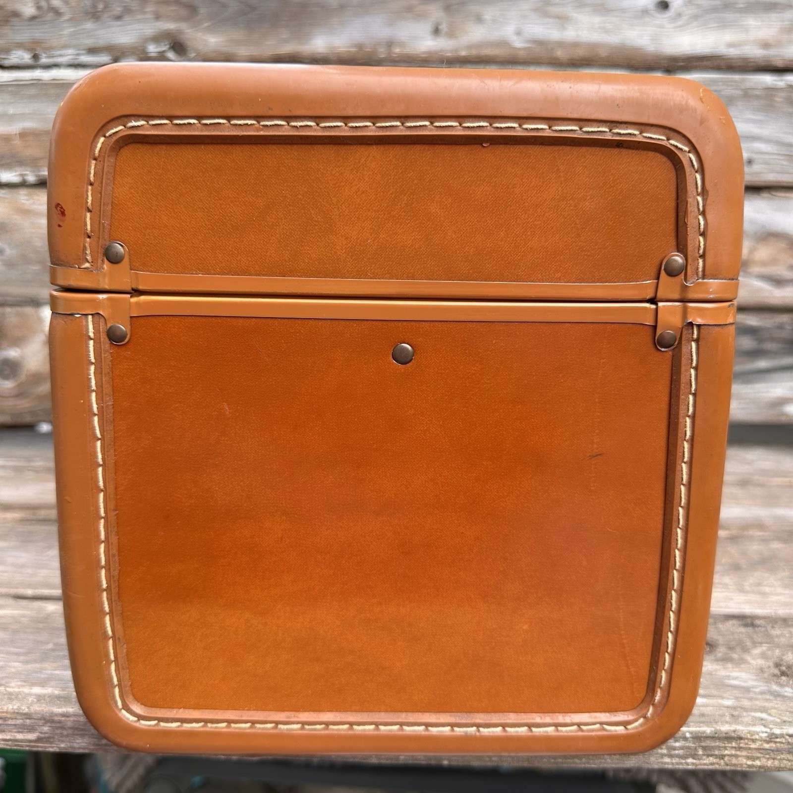 Vintage Samsonite Schwayder #4612 Brown Faux Leather Makeup Train Hard Case USA