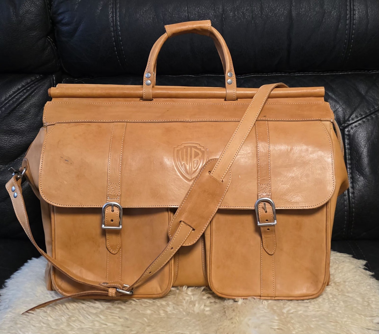 Vintage Warner Bros Leather Garment Duffel Bag Lederens Paraguay Travel