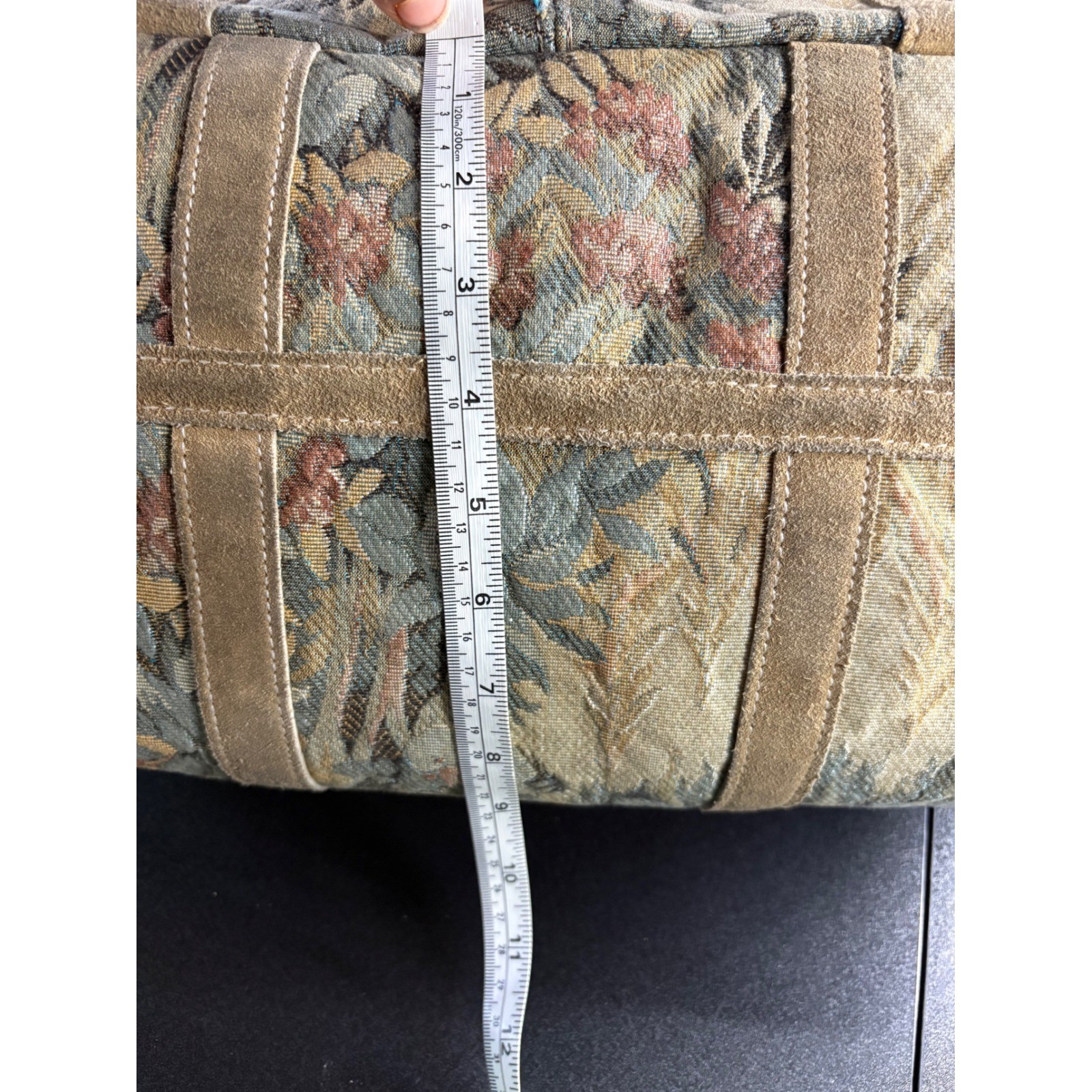 vintage French Luggage Co. Paradise Tapestry bag Suede travel duffle carryon