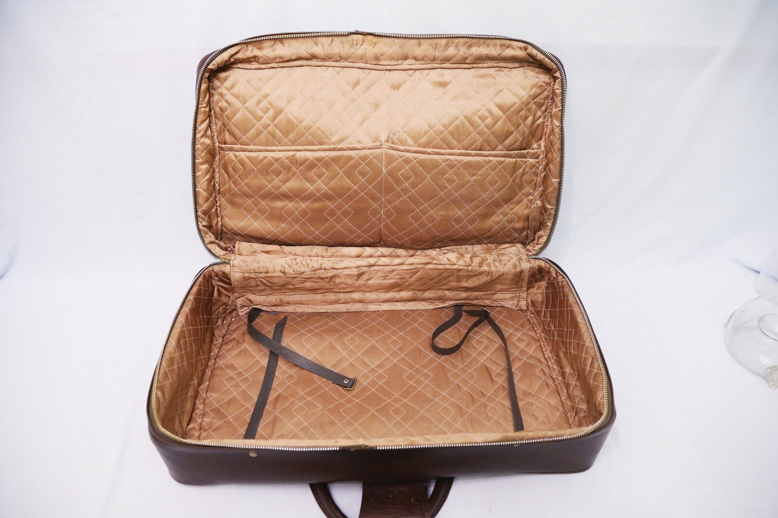 valigia cuoio pelle anni 70 grande vintage foderata viaggio marrone