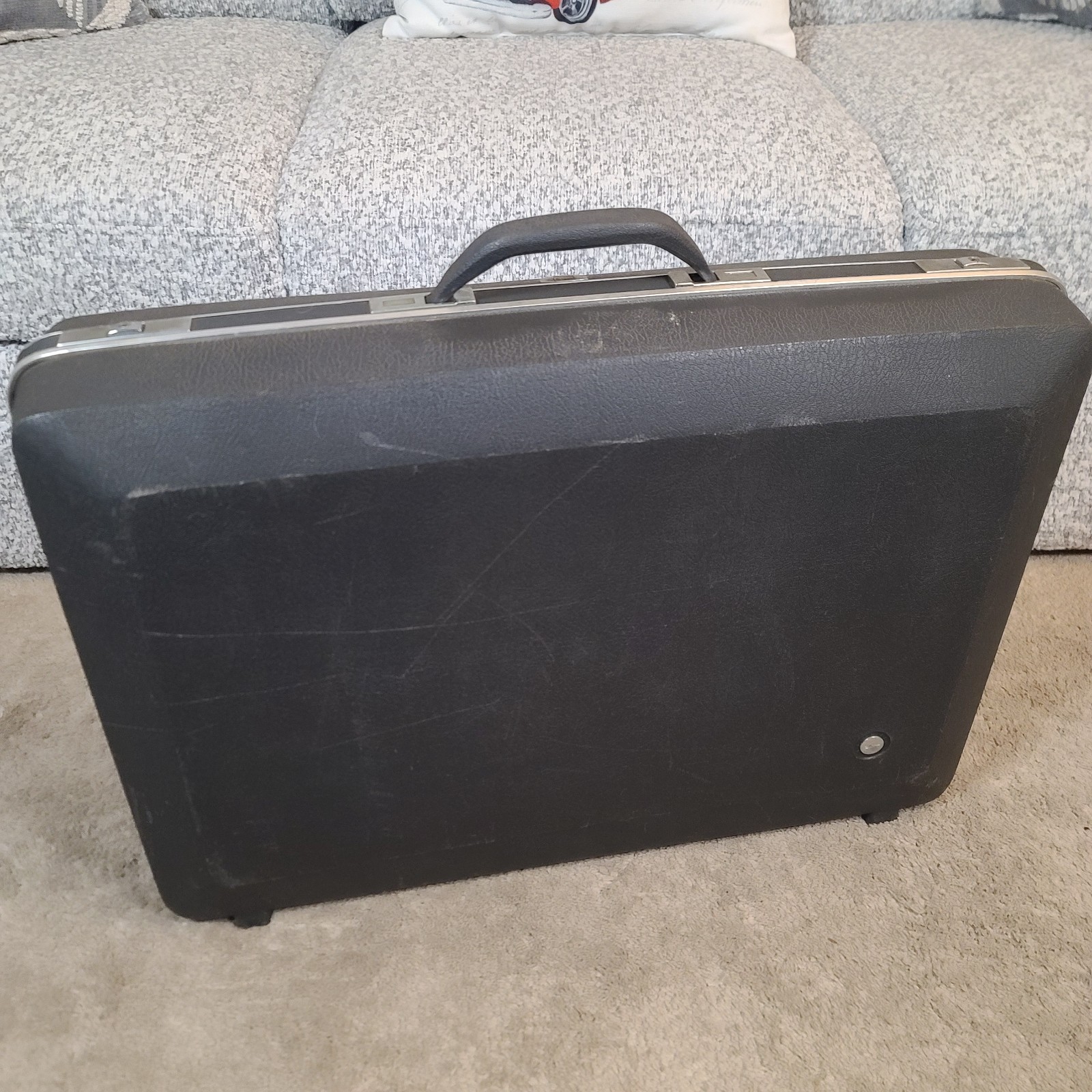 Vintage Sears Forecast Hard Shell Luggage Set w/Dividers Dark Gray No Keys