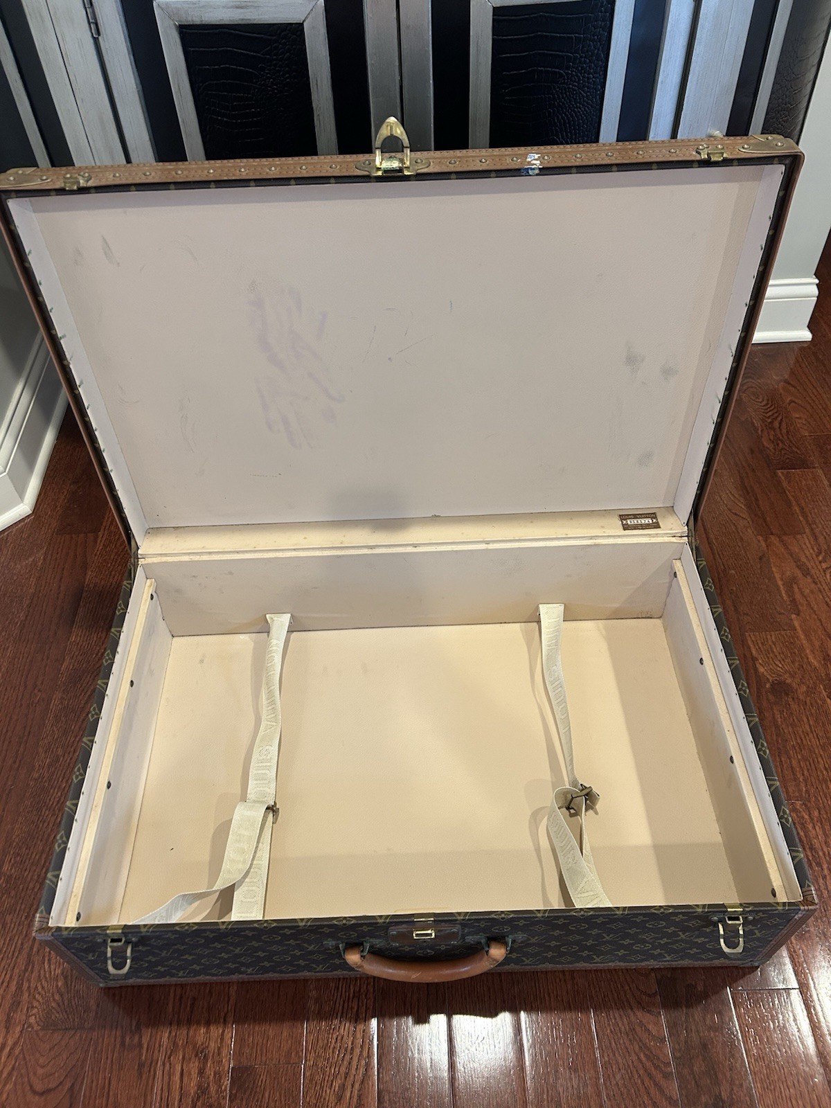 Louis Vuitton Vintage Hard Suitcase Monogram Locking Brass Hardware