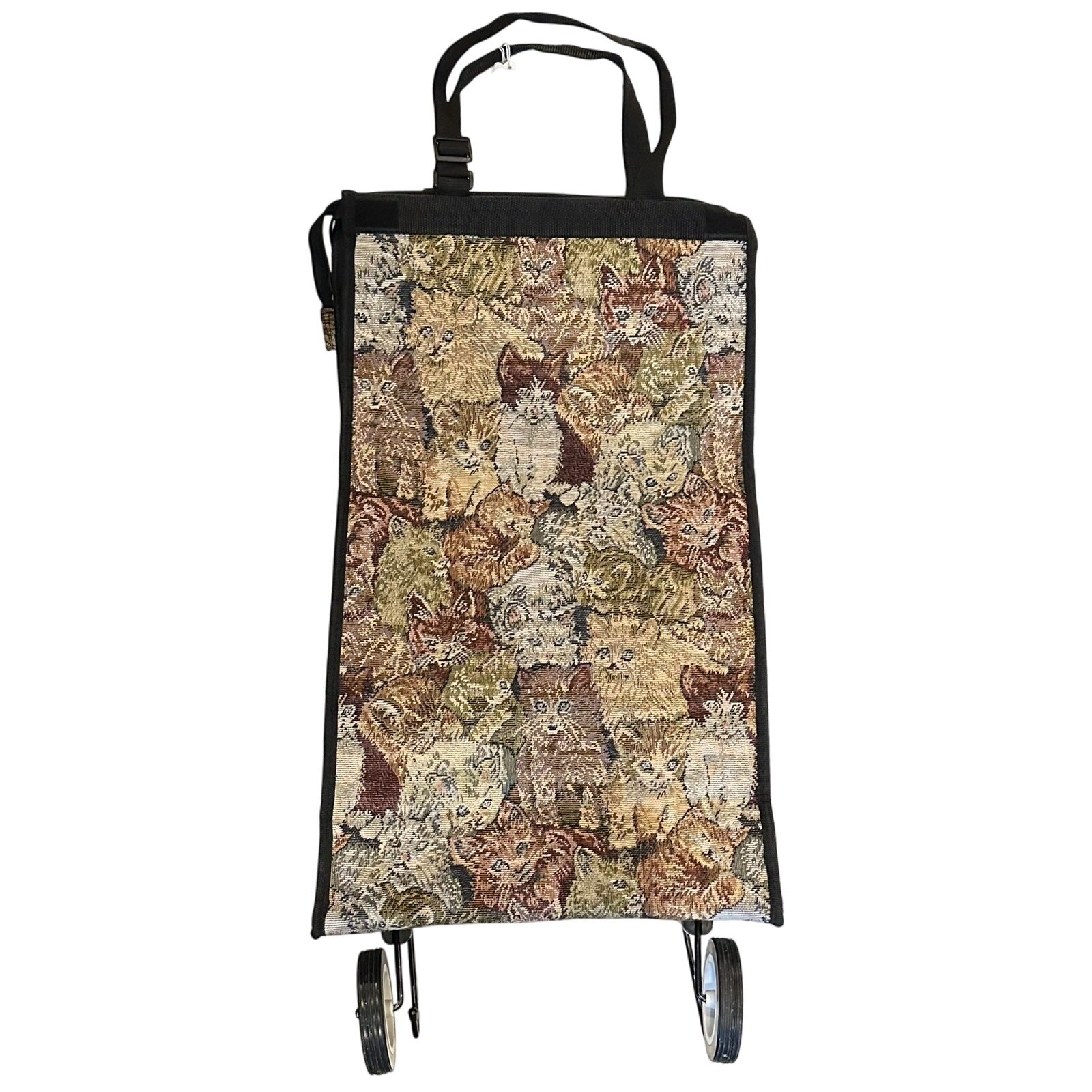Vintage Cat Lovers Tapestry Shopping Travel Fold Up Rolling Tote Collapsible Bag